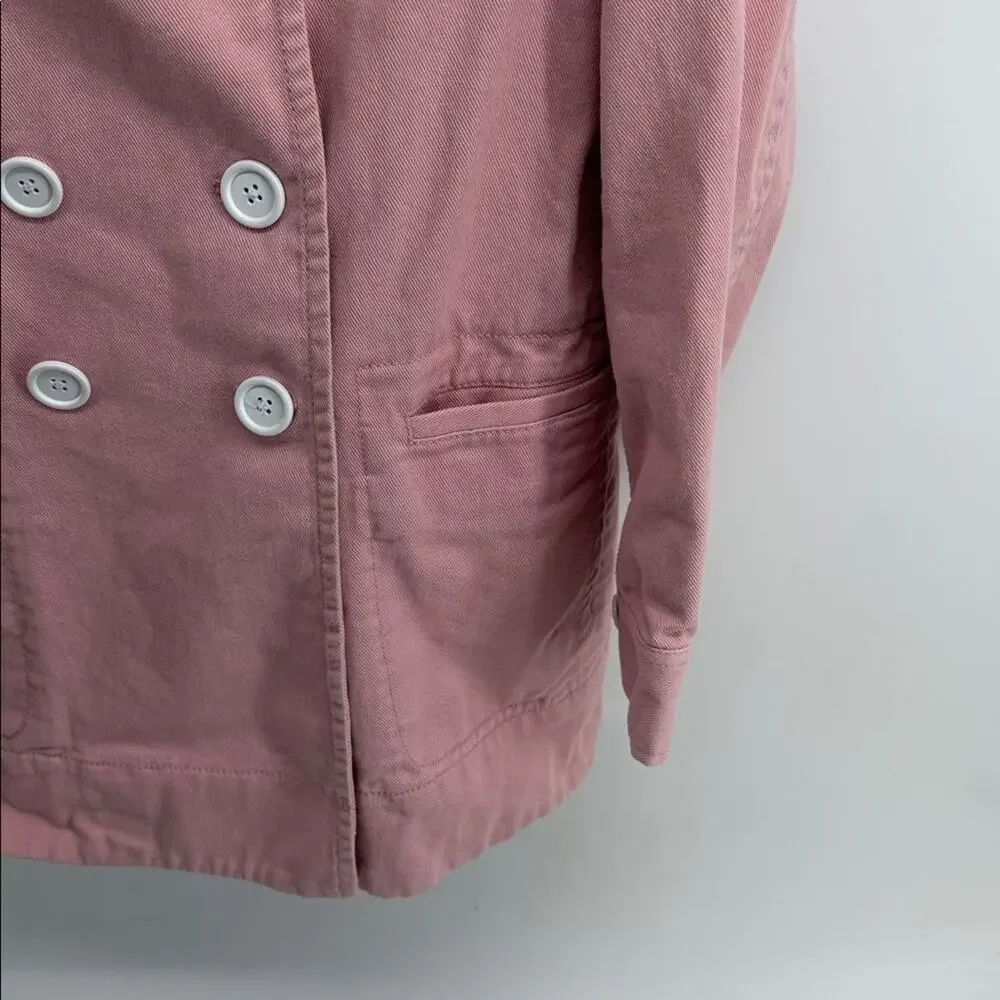 J. Crew cotton twill double breasted partially lined pink pea coat sz 4 - Picture 5 of 7